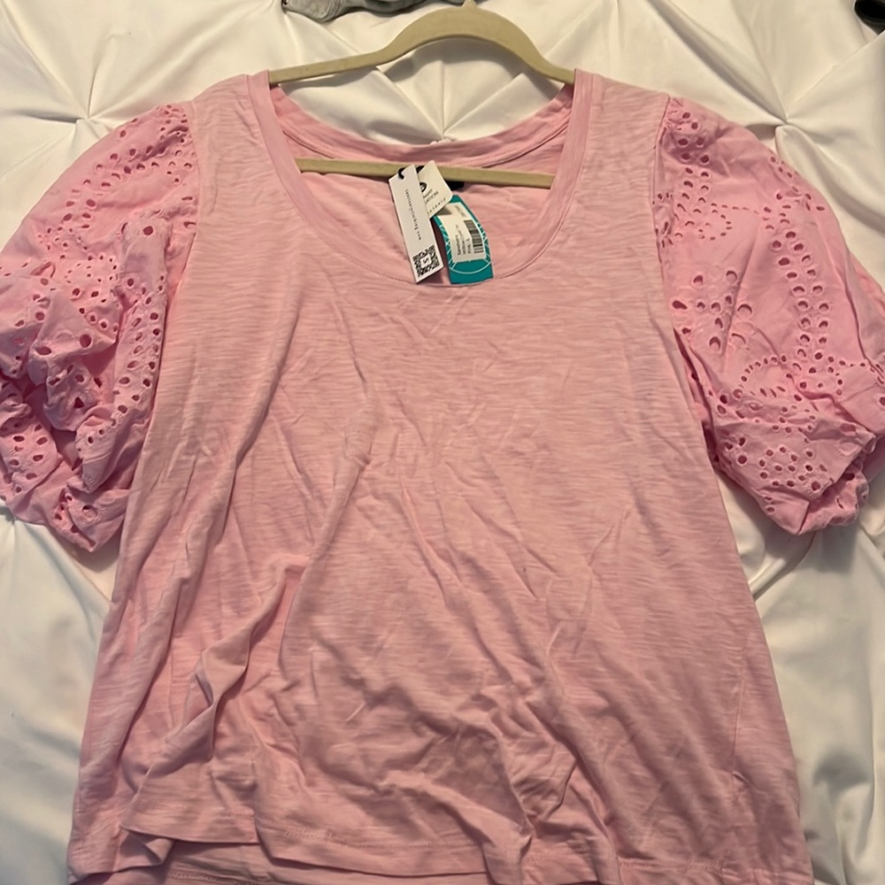 Pink sanctuary eyelet tee